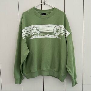 Playboy by Pacsun Sunset Oversized Sweatshirt OS Matcha Green